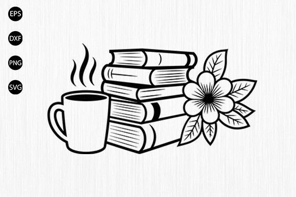 Book with Coffee Flower Svg, Floral Book Review