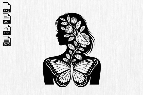 Butterfly Flower SVG, Floral Woman Svg Review