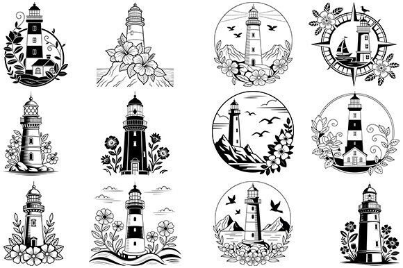 Floral Lighthouse Svg,Lighthouse Bundle Review