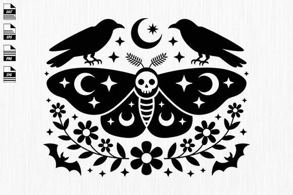 Floral Moth Svg,Floral Moth with Skull Review